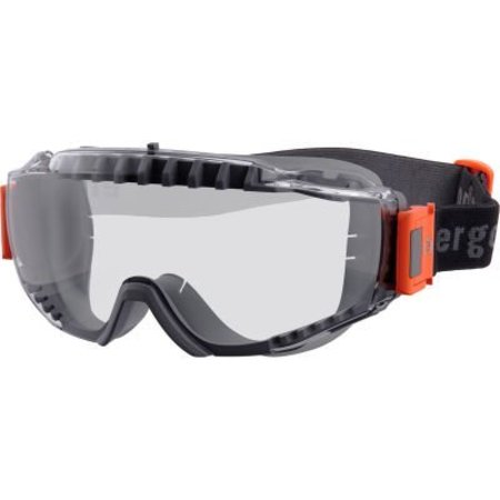 ERGODYNE MODI-FAB OTG Safety Goggles w/ Elastic Strap, Vented Frame, Clear Lens, Gray Frame 60300